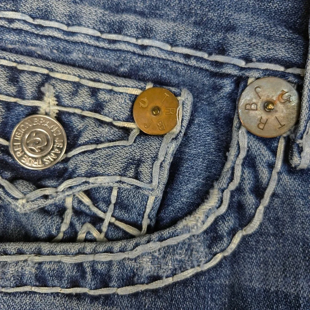 True Religion Ricky Super T Jeans Distressed‎ USA Made Size 38 (Fits 37x33) READ